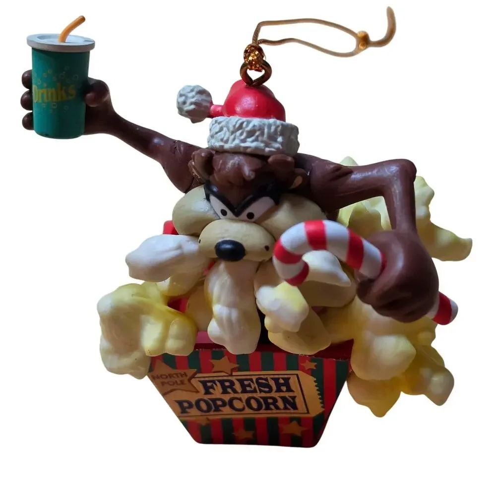1997 Vintage Looney Tunes Taz Popcorn Basket Christmas Ornaments Matrix Lot